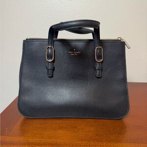 Kate Spade Black Leather Connie Triple Gusset Satchel Bag